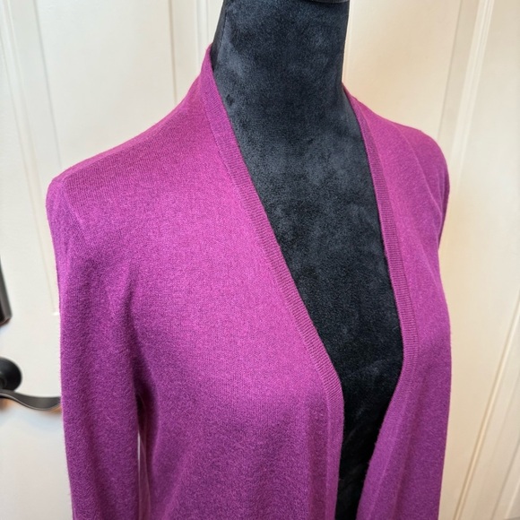 Jones New York Collection Open Front Wool Blend Cardigan Sweater Sz M Magenta - Picture 5 of 14